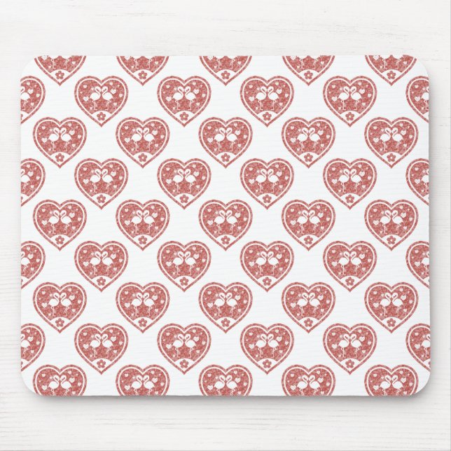 Textured Heart Flamingo Liebe Mousepad (Vorne)