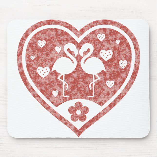 Textured Heart Flamingo Liebe Mousepad (Vorne)