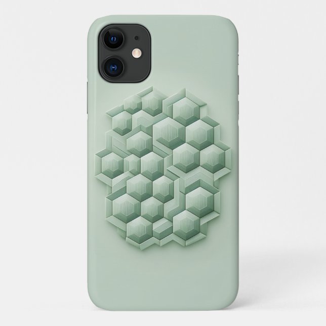 Textured Hexagons, Geometric Phone Case, Mint Gree Case-Mate iPhone Hülle (Rückseite)