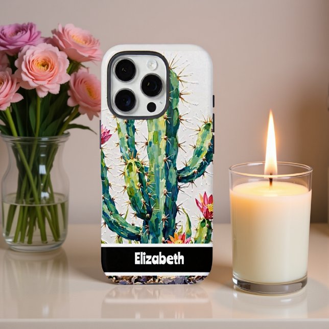 Textured Impasto Cactus Bloom Smartphone Case-Mate iPhone Hülle (Von Creator hochgeladen)