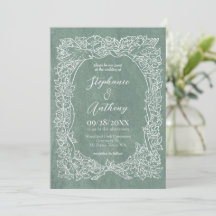 Textured Light Sage Green Wildblume Bird Hochzeit