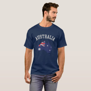 Textured Look Australia Flag Map & Text T - Shirt