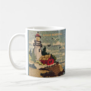 TEXTURED NEEDLEPOINT LIGHTHOS FRIEDLICHE SAASKAP  KAFFEETASSE