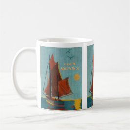 TEXTURED NEEDLEPOINT SAILBOOT FRIEDLICHE SAISKAPE  KAFFEETASSE