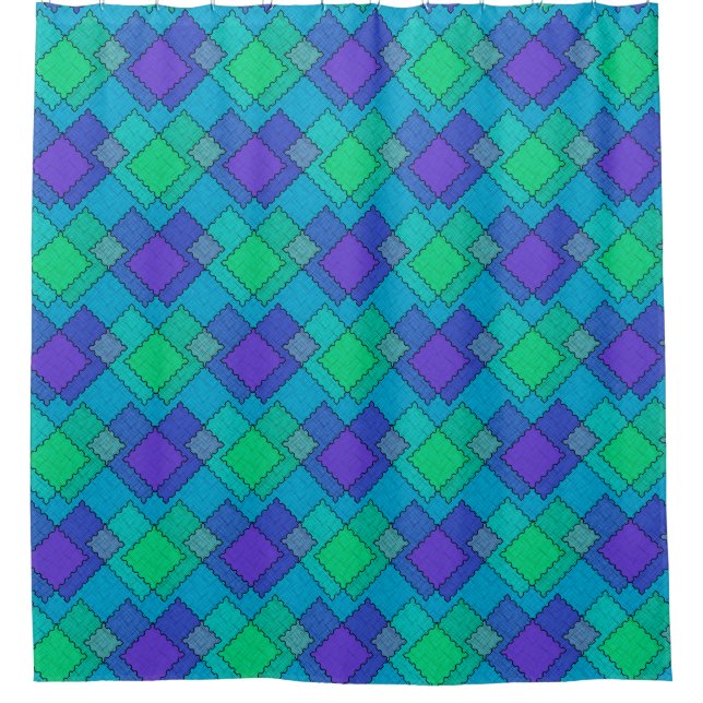 Textured patches multicolored strokes duschvorhang (Vorderseite)