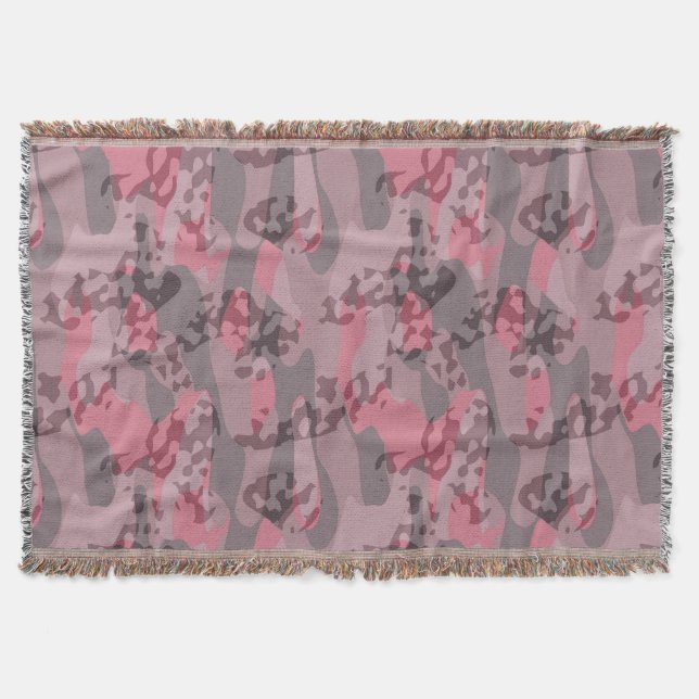 textured pink and mauve Camo abstract Decke (Vorderseite)