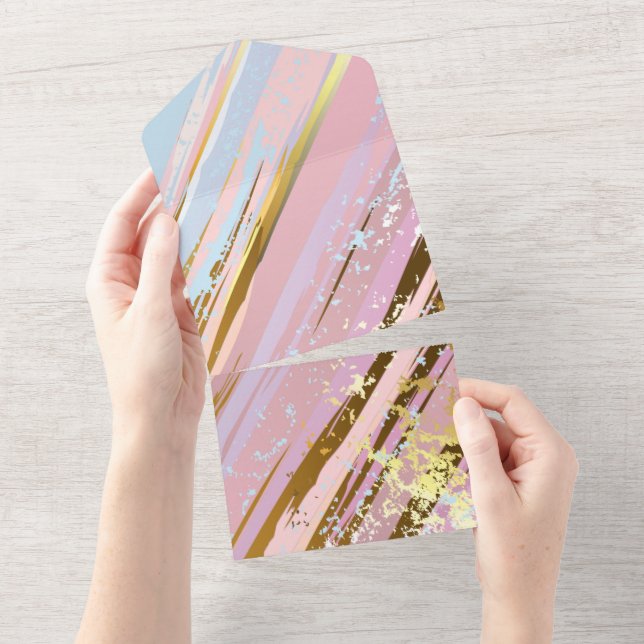 Textured Pink Background All In One Einladung (Abreißen)