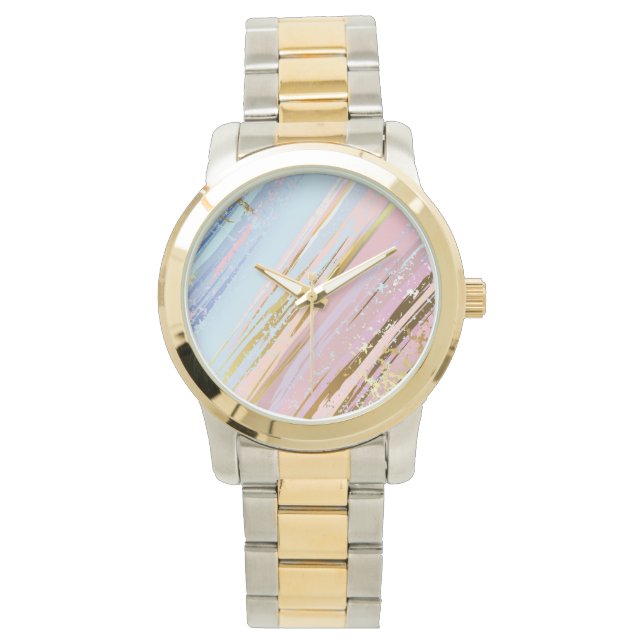 Textured Pink Background Armbanduhr (Vorderseite)