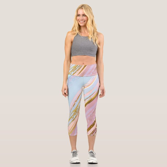 Textured Pink Background Capri Leggings (Vorderseite)