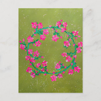 Textured Pink Flower Wreath Painting  Postkarte