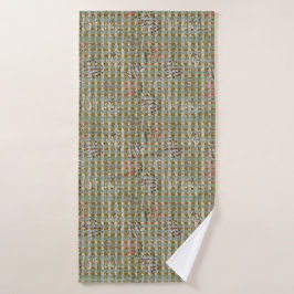 Textured Pointillism Grid Pattern Artwork Badehandtuch