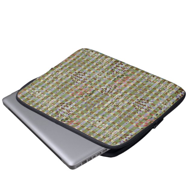 Textured Pointillism Grid Pattern Artwork Laptopschutzhülle (Vorne Knopf)