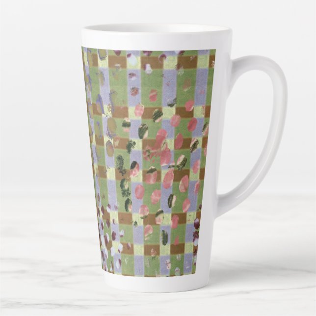 Textured Pointillism Grid Pattern Artwork Milchtasse (Rechts)