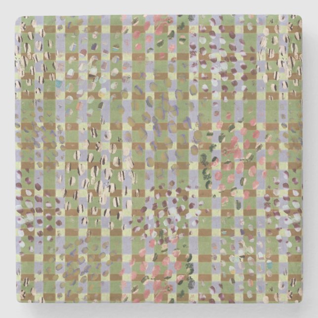Textured Pointillism Grid Pattern Artwork Steinuntersetzer (Vorderseite)