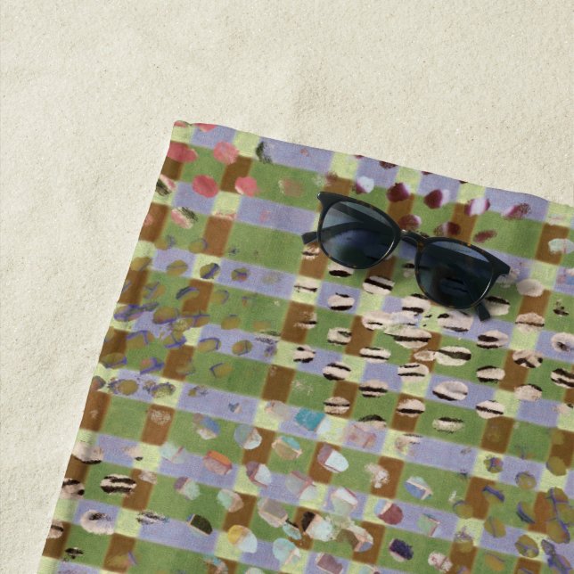 Textured Pointillism Grid Pattern Artwork Strandtuch (Beispiel)
