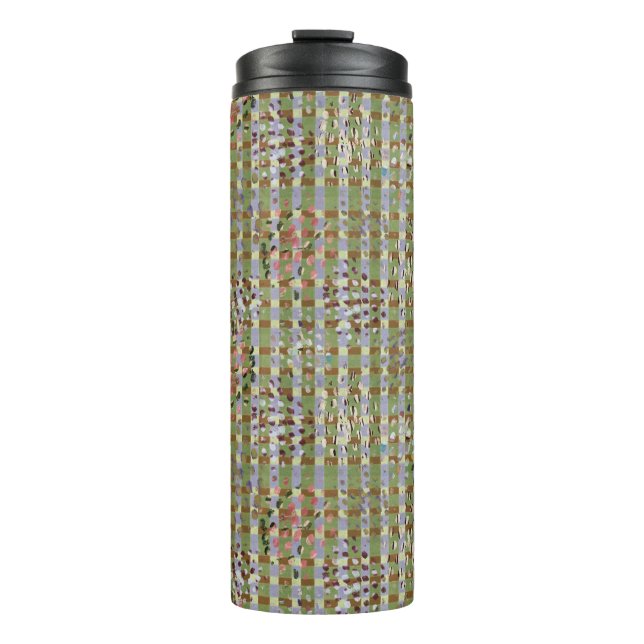 Textured Pointillism Grid Pattern Artwork Thermosbecher (Vorderseite)