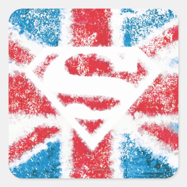 Textured S-Shield Over Flag Quadratischer Aufkleber (Vorderseite)