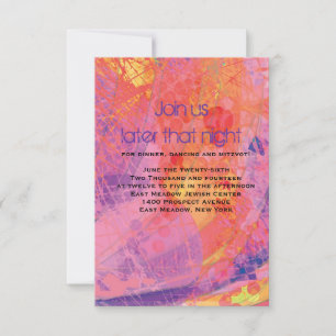 TEXTURED STARS PINK Bat Mitzvah Empfang Card Einladung