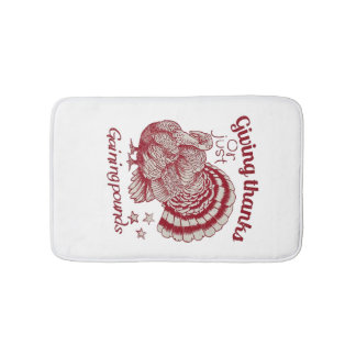 Textured Turkey Drawing in Rich Red Sepia on Pale  Badematte