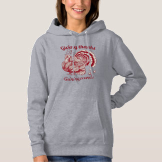 Textured Turkey Drawing in Rich Red Sepia on Pale  Hoodie
