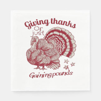 Textured Turkey Drawing in Rich Red Sepia on Pale  Serviette