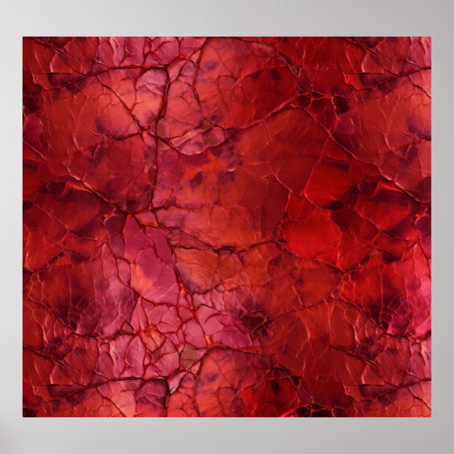 Texturiert , Risse, Abstriche in tiefrot Poster (Vorne)