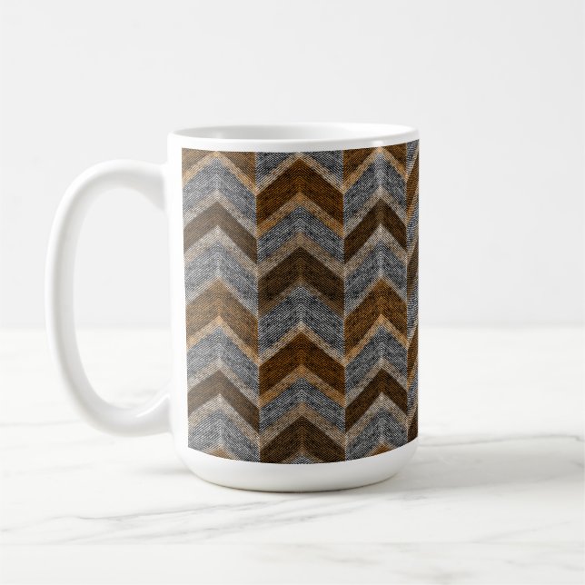 Texturiert, Zickzack, grau und braun Kaffeetasse (Links)