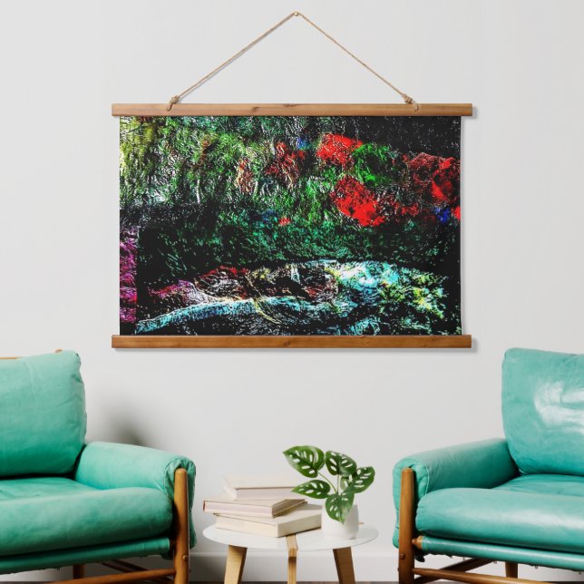 Texturierte abstrakte Holzklappwand, dunkel Wandteppich Mit Holzrahmen (Wohnzimmer)