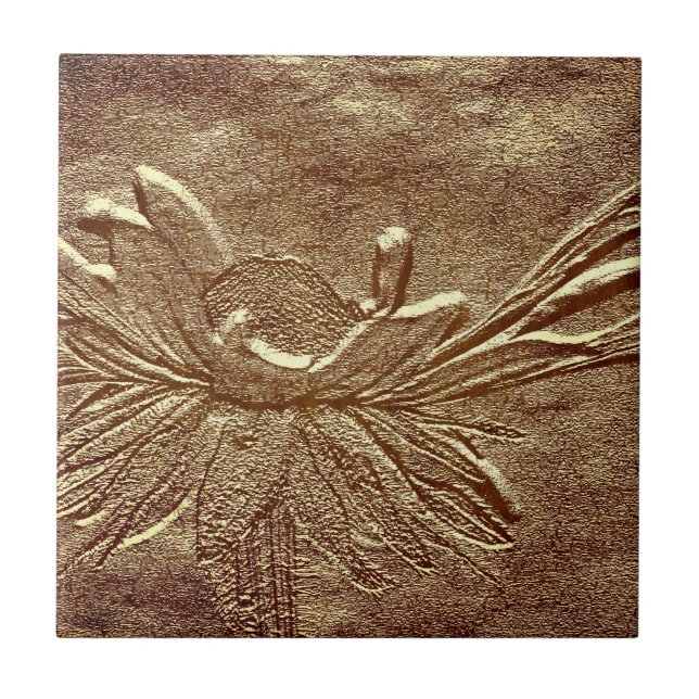 Texturierte alterliche Daisy Floral Art Tile Fliese (Vorderseite)