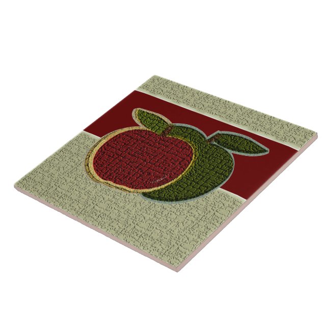 Texturierte Äpfel (Salbei/Cranberry) Fliese (Seite)
