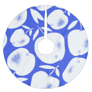 Texturierte Apple-Silhouetten: HandGezeichnet Must Polyester Weihnachtsbaumdecke