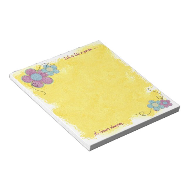 Texturierte Blume (gelb) Notizblock (angewinkelt)
