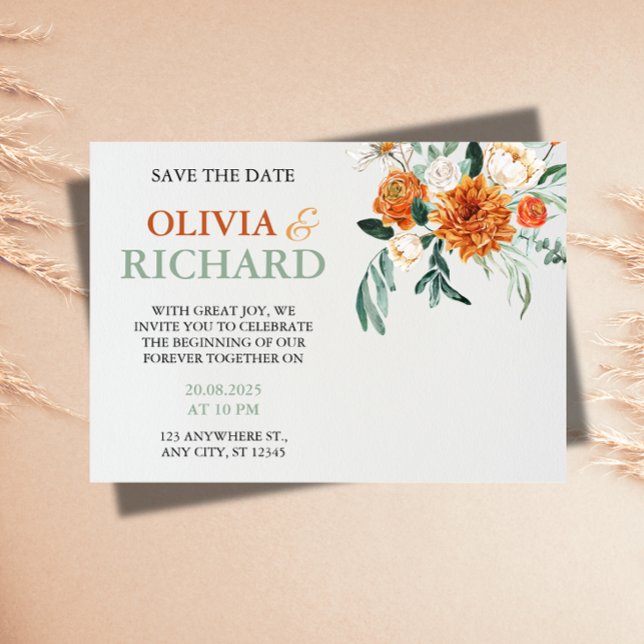 Texturierte Boho-Pampasgras-Hochzeit - Heiratet ba Save The Date (Von Creator hochgeladen)