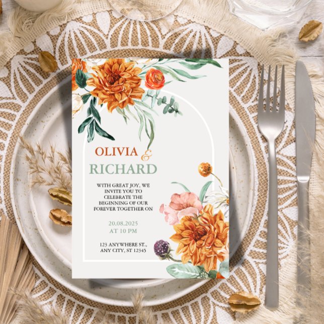 Texturierte Boho-Pampasgras-Hochzeitseinladung Einladung (Von Creator hochgeladen)
