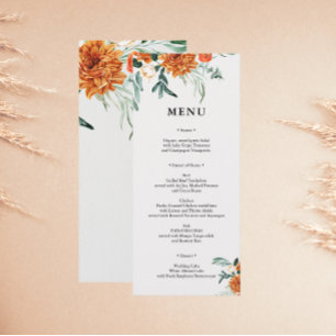 Texturierte Boho-Pampasgras-Hochzeitsmenükarte Menükarte
