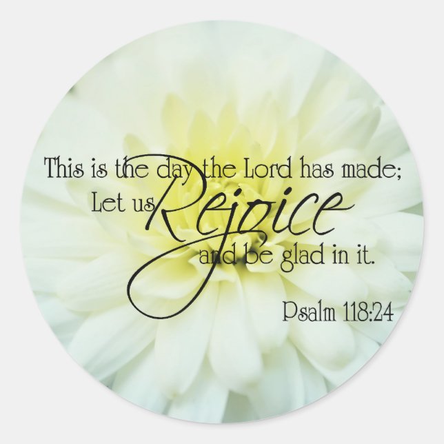 Texturierte Chrysanthemum Psalm 118:24 Runder Aufkleber (Vorderseite)