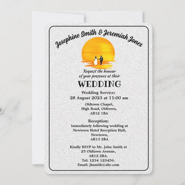 Texturierte Couple Sunset Wedding Card Einladung (Vorderseite)
