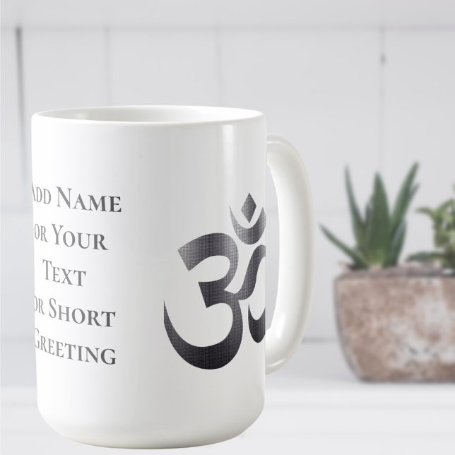Texturierte Dunkelgrau Om Symbol, 15oz Kaffee Tass Kaffeetasse (Von Creator hochgeladen)