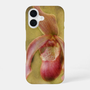 Texturierte Frauenschuh-Orchidee iPhone 16 Hülle