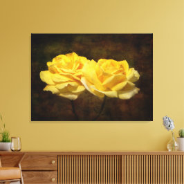 Texturierte Gelbe Rose Stretch Canvas Print Leinwanddruck