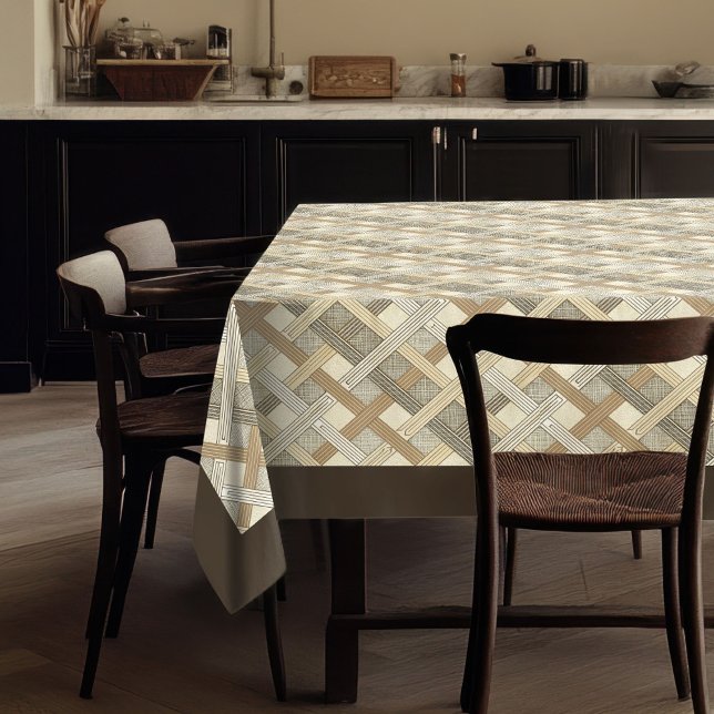 Texturierte geometrische Tablette in ruhigen Neutr Tischdecke (Textured Geometric Tablecloth in Calm Neutrals)