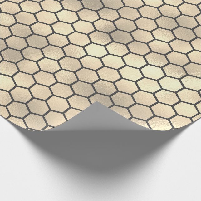 Texturierte Gold Honeycomb Hexagon Beekeeper Muste Geschenkpapier (Ecke)