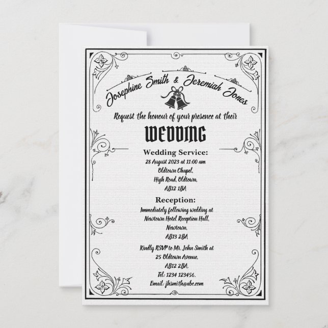 Texturierte Hochzeitsglocken e Card Einladung (Vorderseite)