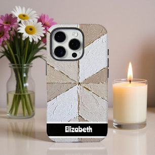 Texturierte Impasto Neutral Geometric Smartphone iPhone 16 Pro Hülle