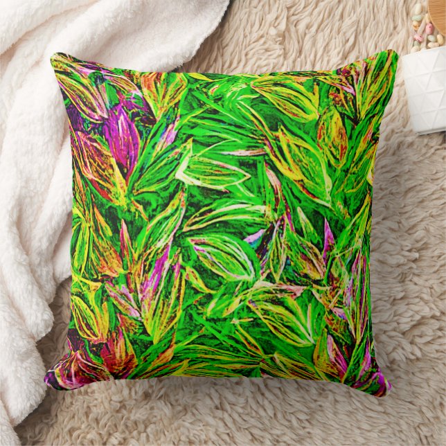 Texturierte Leaf Garden Art Kissen (Decke)