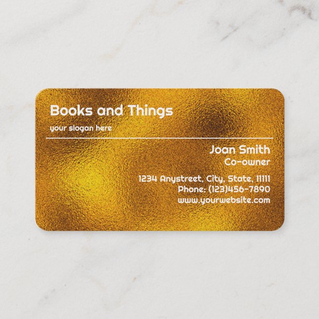 Texturierte Metallic Gold Foil Business Card Rabattkarte (Vorderseite)
