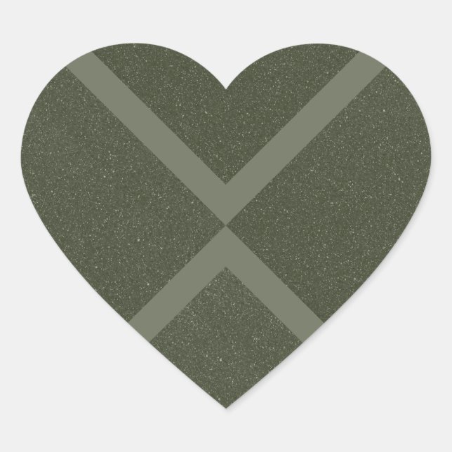 Texturierte Moos Green X Heart Aufkleber (Vorderseite)