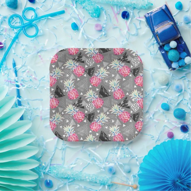 Texturierte Muster für geometrische Ananas Pappteller (Party)