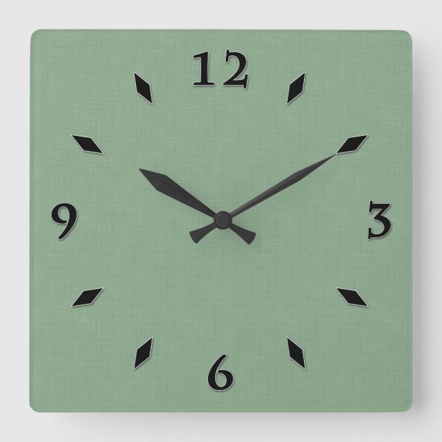 Texturierte mutierte grün. quadratische wanduhr (Vorderseite)