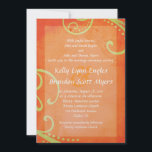 Texturierte Orange mit grünen Wirbel Hochzeitsempf Einladung<br><div class="desc">Diese reichhaltige und schöne Hochzeitseinladung mit grünen Wirbel und texturierten Details ist perfekt für Ihren besonderen Tag!</div>